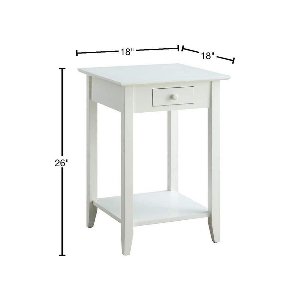 Classic American White End Table with Drawer and Shelf