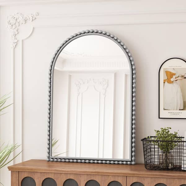 Silver 23.62 in. W x 35.43 in. H Arched Metal Framed Wall Mirror