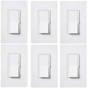 Diva LED+ Dimmer Switch w/Wallplate for Dimmable LED Bulbs, 150-Watt/Single-Pole or 3-Way, White (DVWCL-6PK-WH) (6-Pack)