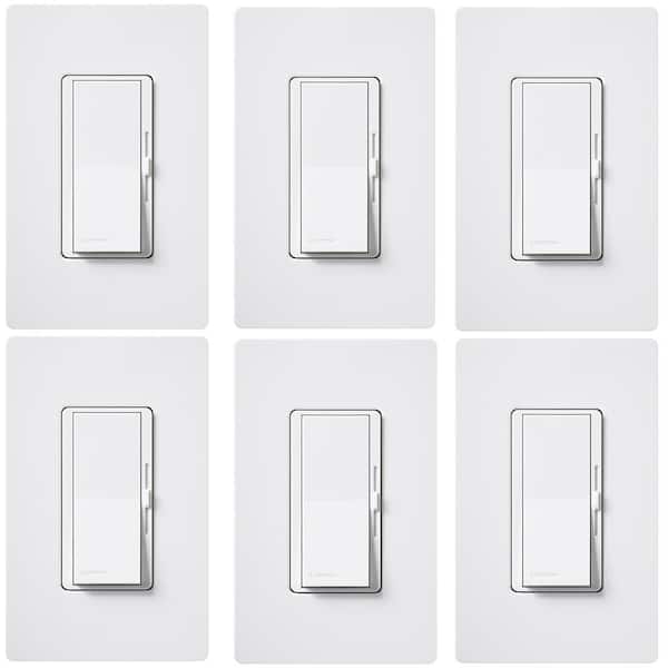 Lutron LED+ Dimmer Switch Dimmable LED, Halogen/Incandescent with Wallplate, Single-Pole/3-Way, (6-Pack) DVWCL-6PK-WH - The Home Depot
