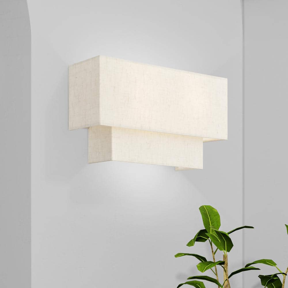 English Bronze Dimmable 2-Light Sconce with Fabric Shade