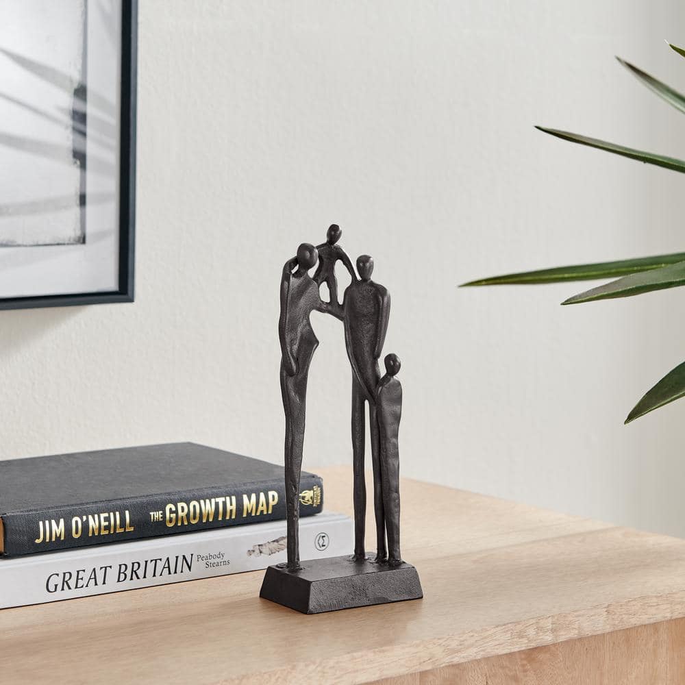 Brown Cast Iron Abstract Family of Four Sculpture