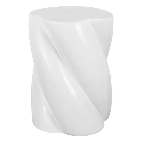 Yves 18 in. Modern Minimalist Rope Twist Ceramic Indoor/Outdoor Garden Stool, Off/White