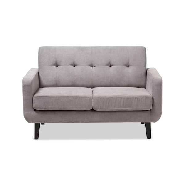 Baxton Studio Carina 50.4 in. Light Gray Polyester 2-Seater Loveseat with Removable Cushions
