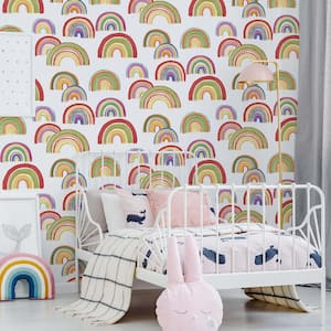Over the Rainbow Multicolor Unpasted Removable Peelable Paper Wallpaper