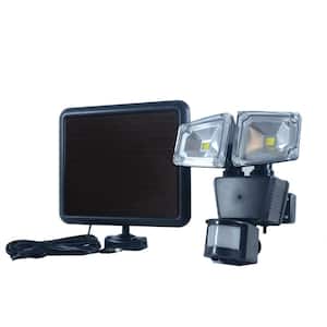 Dual COB Black Outdoor Solar Motion Activated Security Flood Light with Integrated LED