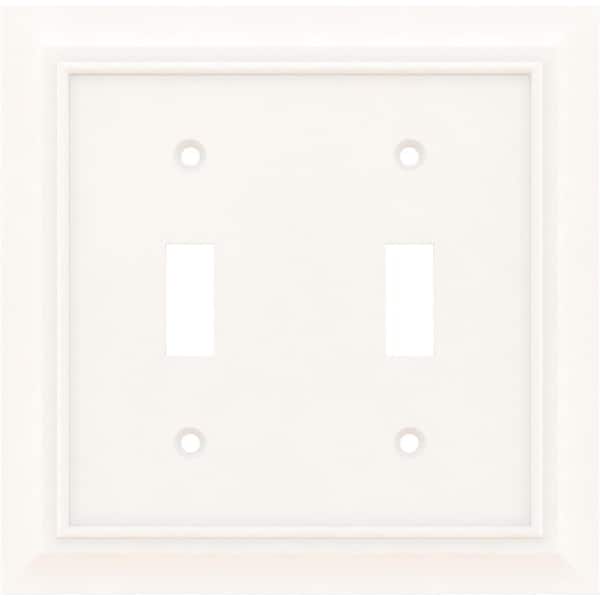 Hampton Bay (1-Pack) Architectural 2-Gang White Switch/Toggle Outlet Plastic Wall Plate