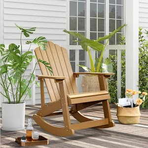 Rocky Classic Teak Color Plastic Outdoor Recycled Adirondack Chair