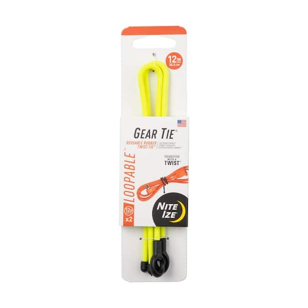 Nite Ize 12 in. Neon Yellow Gear Tie Loopable (2-Pack)