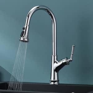 Single-Handle High Arc Pull Out Sprayer Kitchen Faucet in Chrome