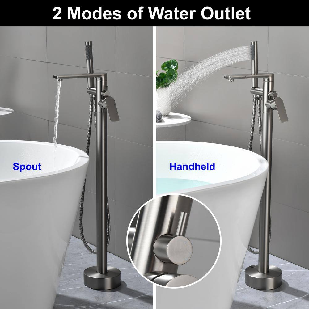 Brushed Nickel Single-Handle Floor Mount Tub Faucet