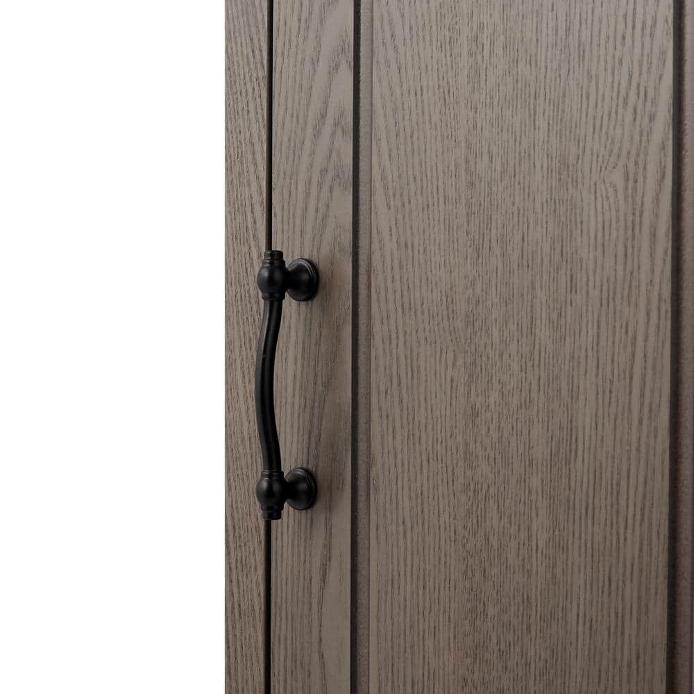 Modern Farmhouse Black Wooden Linen Tower with Adjustable Shelving