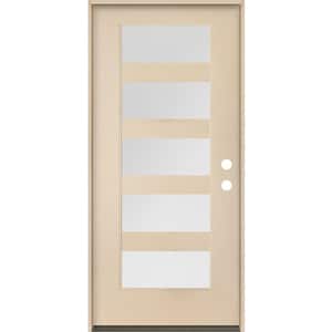 ASCEND Modern 36 in. x 80 in. 5-Lite Left-Hand/Inswing Satin Etched Glass Unfinished Fiberglass Prehung Front Door