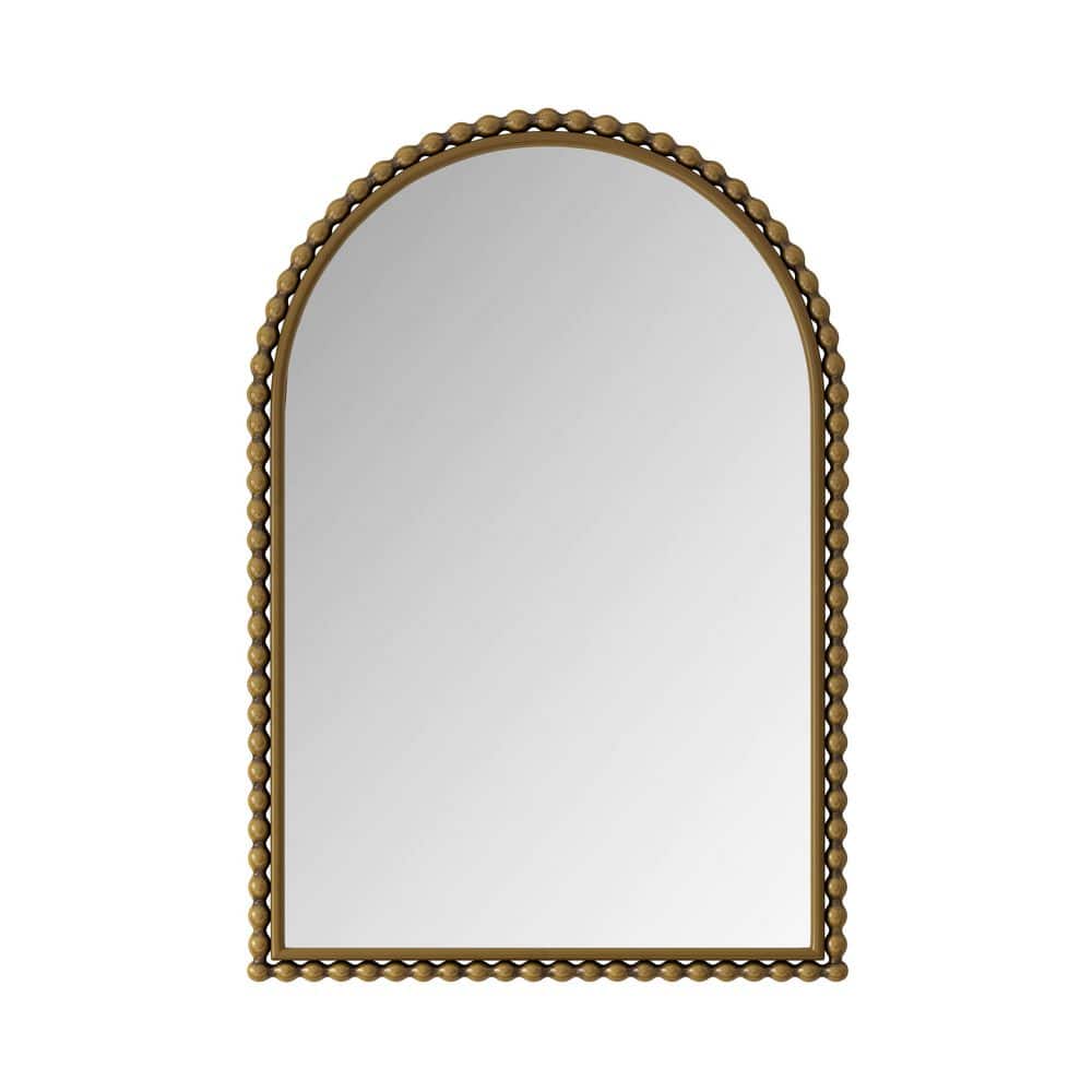 Vintage Gold 24 in. W x 35 in. H Arch Metal Wall Mounted Vanity Mirror, or 