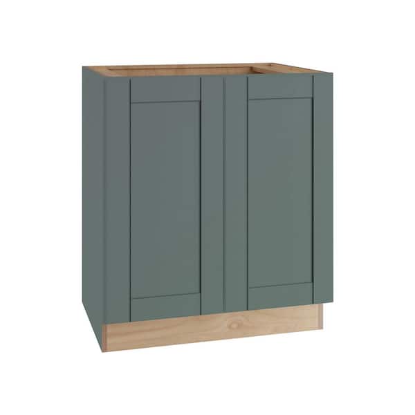 Home Decorators Collection Washington 27 in. W x 24 in. D x 34.5 in. H Assembled Plywood Base Kitchen Cabinet in Green with Soft Close Doors