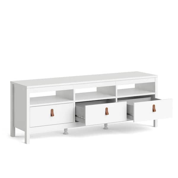 Hairpin TV Stand 3 Drawer Stylo Satin White - Furniturespot