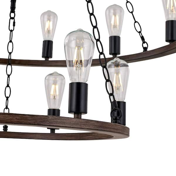 Cannes 18-Light Darkwood/Black Wagon Wheel Chandelier
