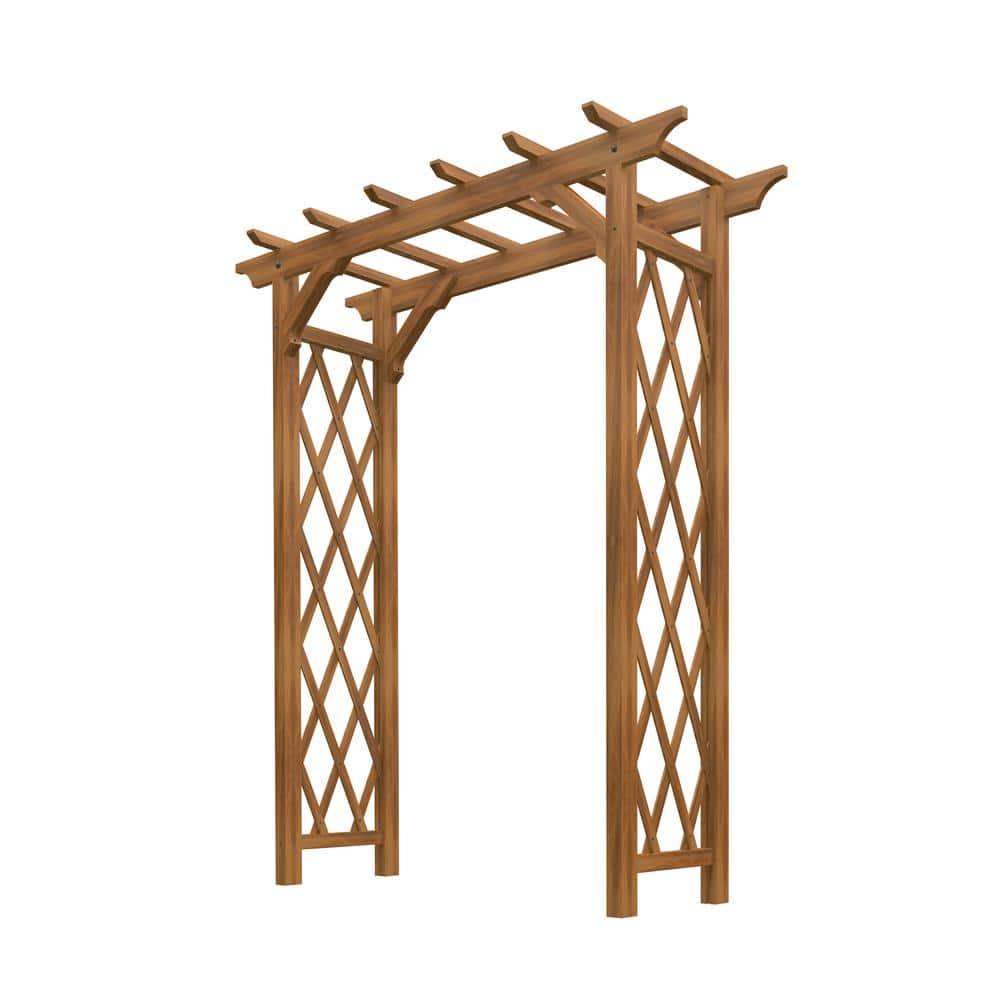 Golden Brown Cedar Garden Arbor with Lattice Panels
