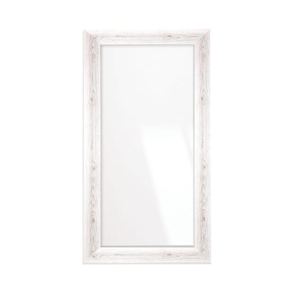 BrandtWorks 26.5 in. W x 49.5 in. H Coastal Weather Beaten White Sloped Wall Mirror