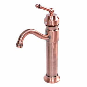 Ginstill 11-3/4 in. H Single Handle Single Hole Bathroom Faucet Supply Lines Included in Copper