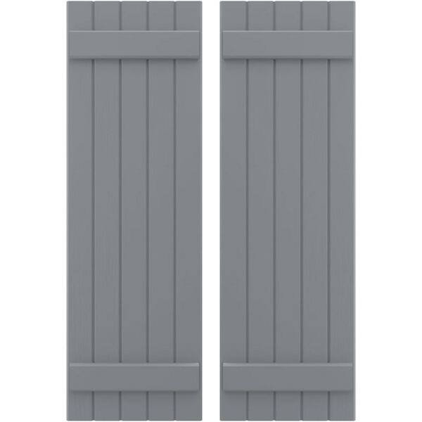 Ekena Millwork 17-1/2 in. W x 59 in. H Americraft 5-Board Exterior Real Wood Joined Board and Batten Shutters in Ocean Swell