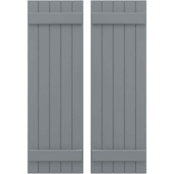 Ekena Millwork 17-1/2 in. W x 79 in. H Americraft 5-Board Exterior Real Wood Joined Board and Batten Shutters in Ocean Swell