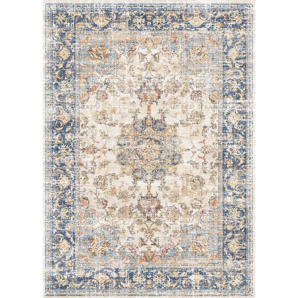 Tabelia Blue/Orange 8 ft. x 10 ft. Vintage Medallion Distressed Area Rug price history on PriceWatchPro