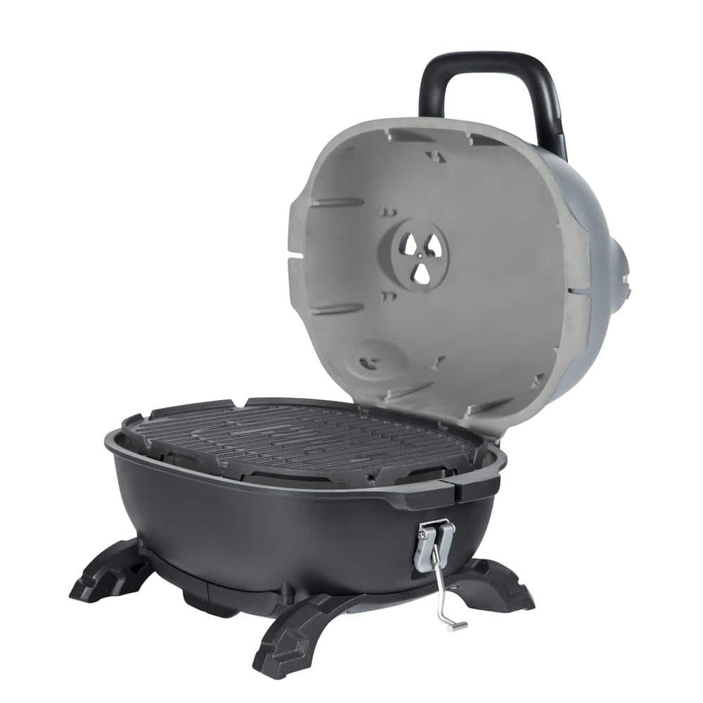 PKGO Silver Charcoal Grill and Smoker with Porcelain Coated Cast Iron Grates