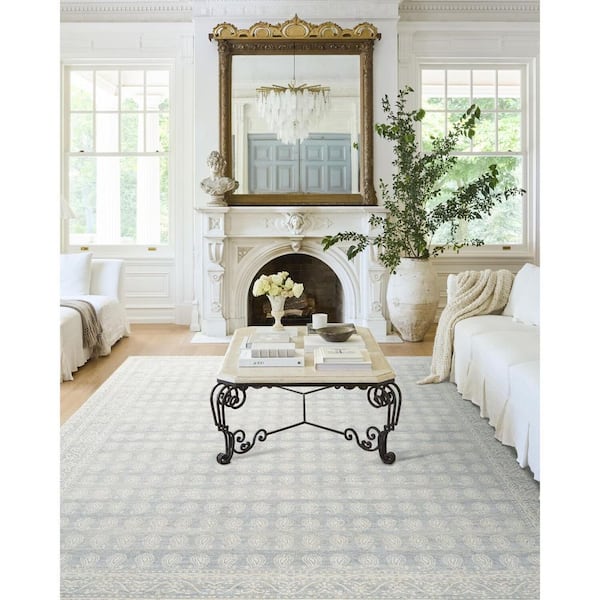 Nabela Noor Home Alo Sky Blue Traditional 6 ft. x 9 ft. Machine Woven Area Rug