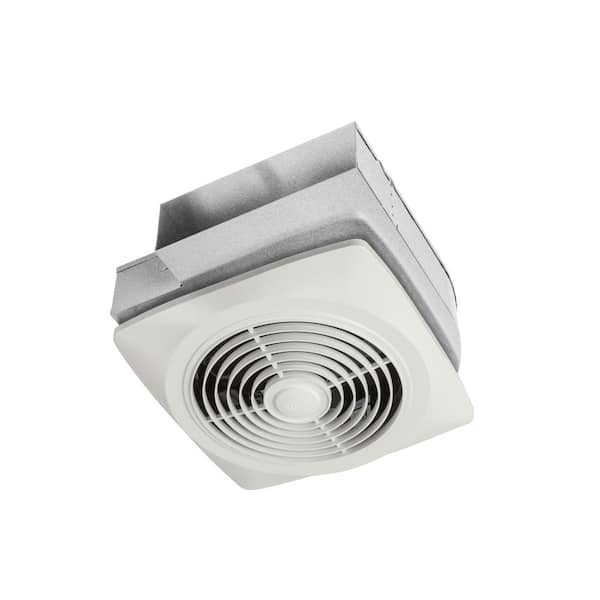 Broan-NuTone 160 CFM Wall/Ceiling Side Discharge Utility Exhaust Fan with White Square Plastic Grille
