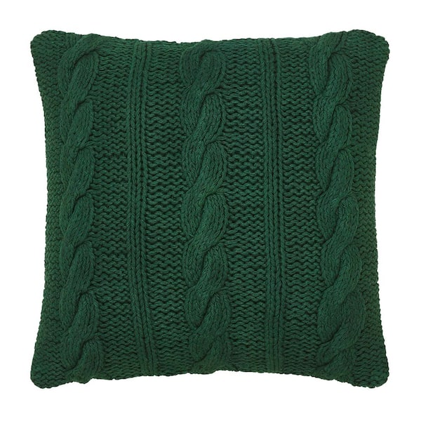 18x18 Cable Knit Sweater Pillow Green