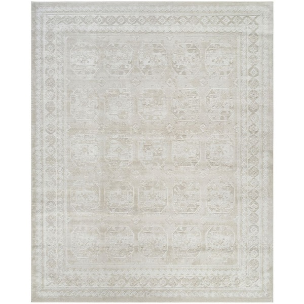 Dekor Ivory Beige 8 ft. x 10 ft. Geometric Traditional Area Rug