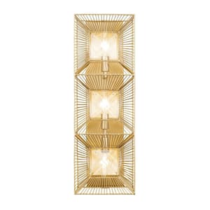 Arcade 3-Light French Gold Wall Sconce with Crystal Shade