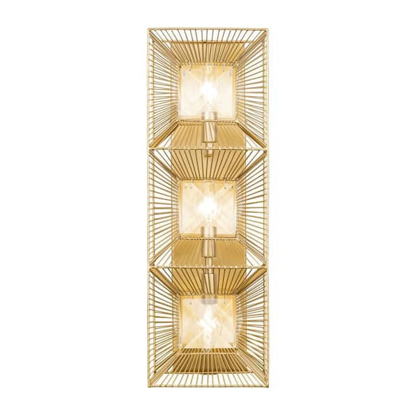 Varaluz Arcade 3-Light French Gold Wall Sconce with Crystal Shade