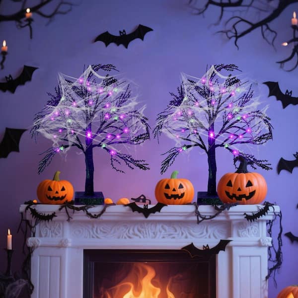 OGETFUUR 2-Pices 18 in. Artificial Halloween Black Spooky Tree
