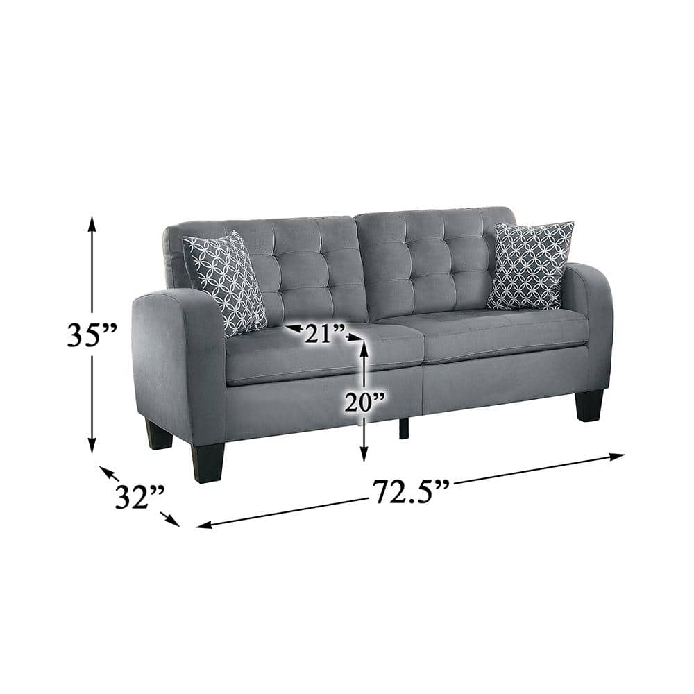 Sinclair Contemporary 72" Gray Fabric Stationary Sofa