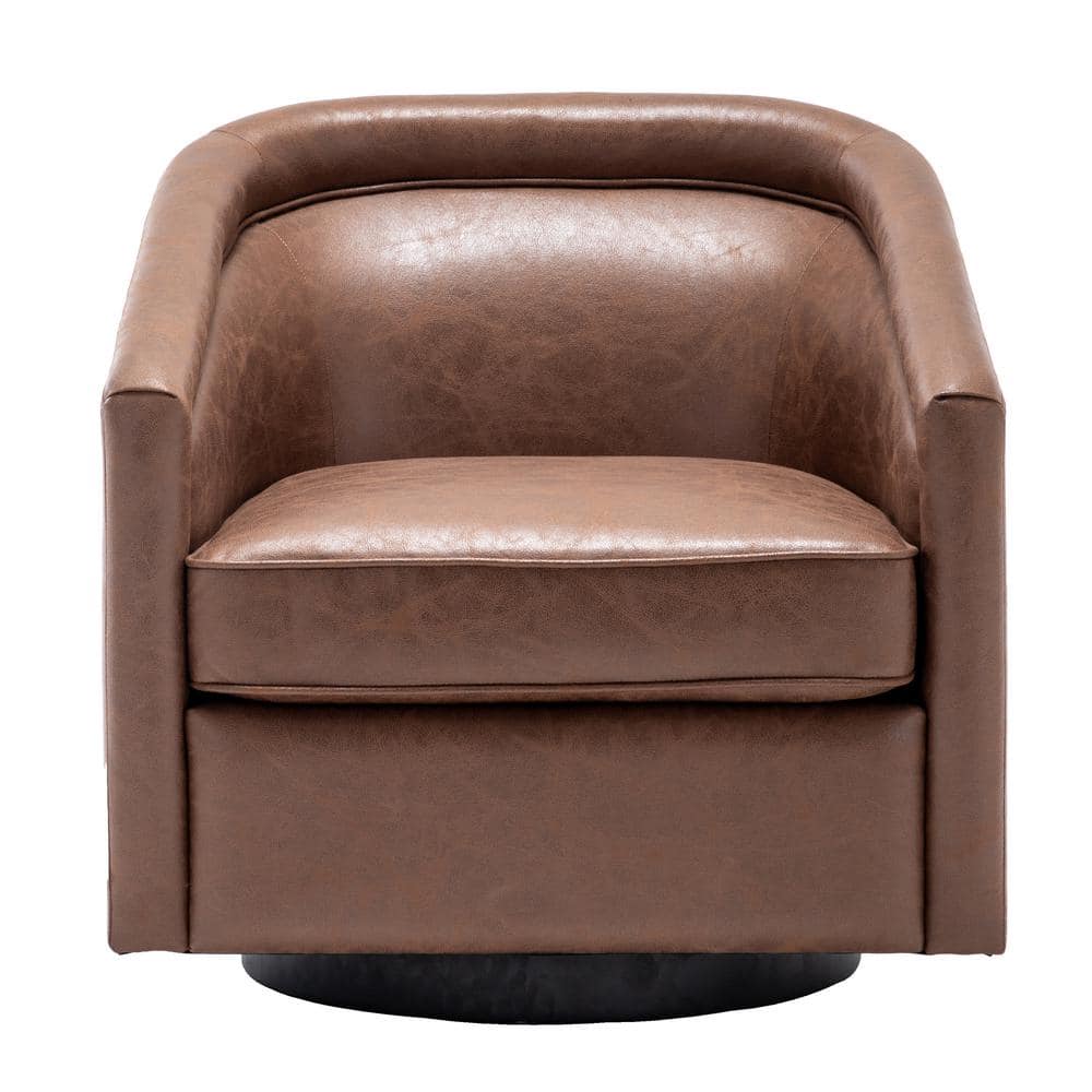 brown faux leather swivel chair