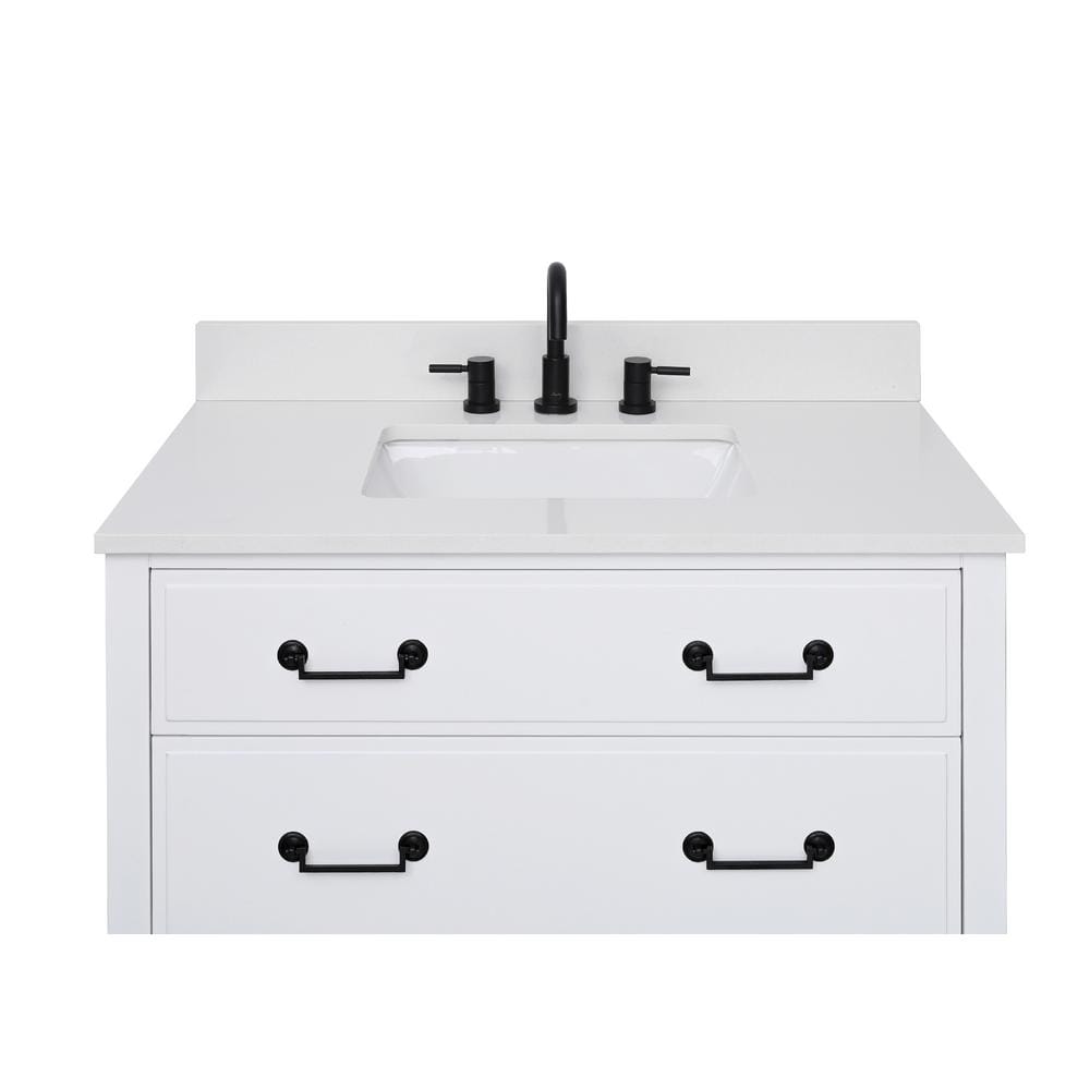 37'' Everest White Quartz Undermount Single Sink Vanity Top