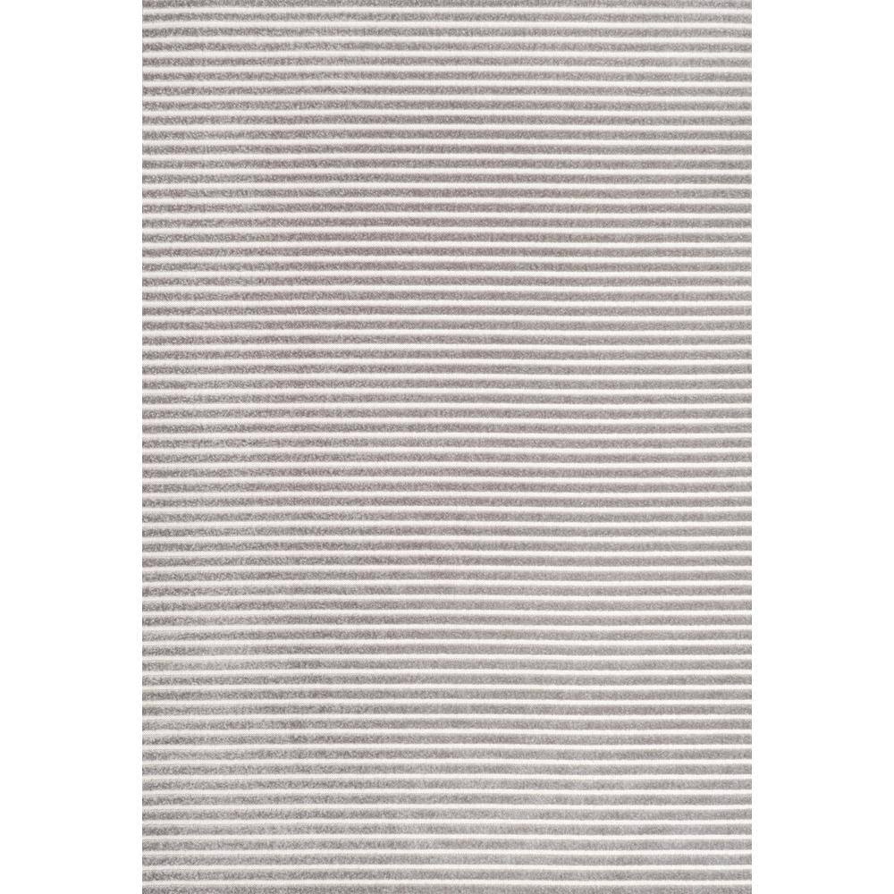Gray and Ivory Striped Synthetic Reversible Area Rug