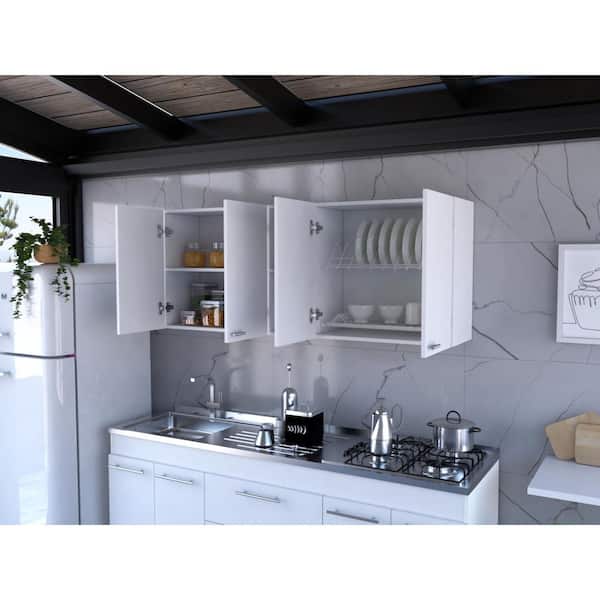 59 in. W x 12.4 in. D x 24 in. H in White Plywood Ready to Assemble Wall Kitchen Cabinet with 2-Shelves and Double Door
