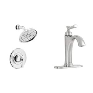 Rumson Single Hole Bathroom Faucet and Single-Handle 1-Spray Shower Faucet in Polished Chrome (Valve Included)