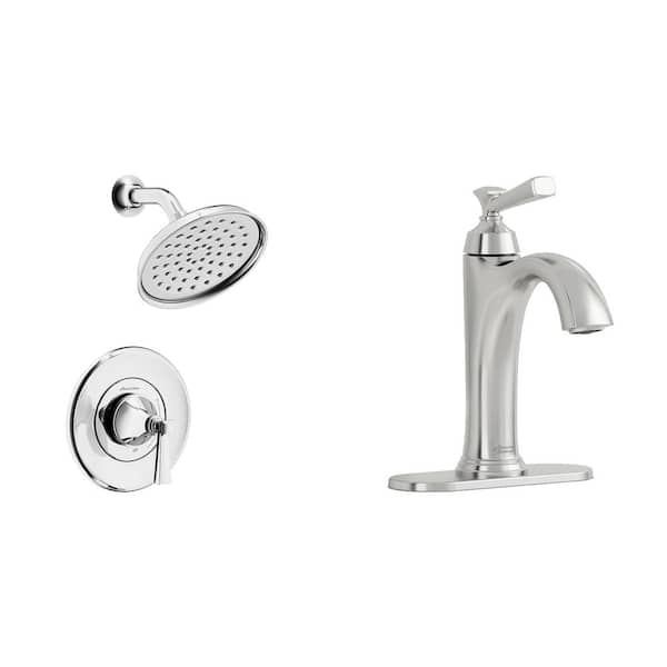 American Standard Rumson Single Hole Bathroom Faucet and Single-Handle 1-Spray Shower Faucet in Polished Chrome (Valve Included)