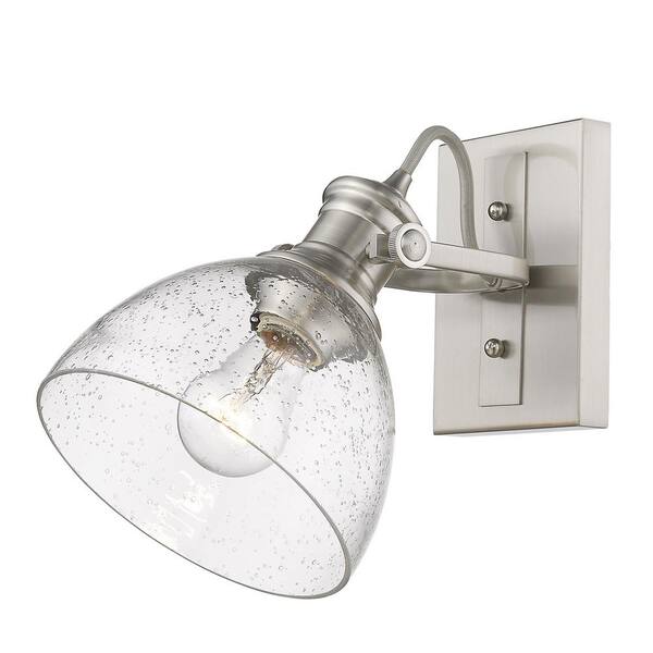 Golden Lighting - Hines 1-Light Pewter with Seeded Glass Bath Vanity Light