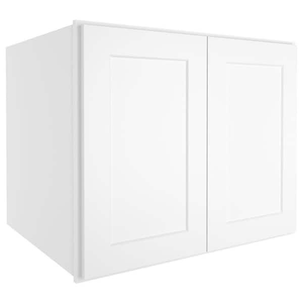 HOMEIBRO 30-in. W x 24-in. D x 24-in. H in Shaker White Plywood Ready to Assemble Wall Bridge Kitchen Cabinet with 2 Doors