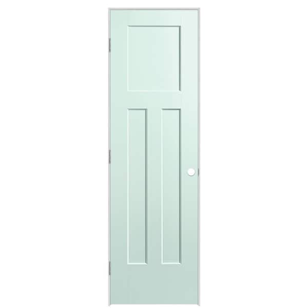Masonite 24 in. x 80 in. 3-Panel Winslow Right-Hand Solid Core Sea Glass Molded Composite Single Prehung Interior Door
