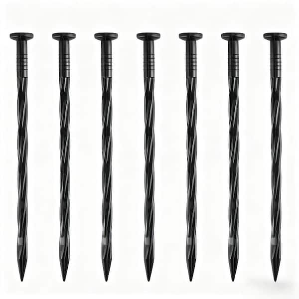 8 in. Plastic Landscape Edging Spikes for Weed Barrier, Paver Edging, Landscape Edging, Artificial Turf,Black (100-Pack)