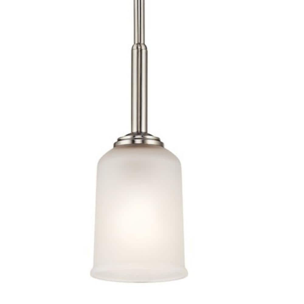 Brushed Nickel Mini Pendant with Satin Etched Glass