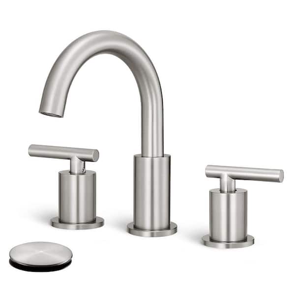 8 in. Widespread Double Handles Bathroom Faucet with Pop-up Drain in Brushed Nickel