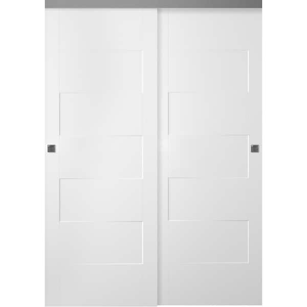 Belldinni Lester 56 in. x 80 in. Snow White Hollow Core Finished Wood Composite Bypass Sliding Door