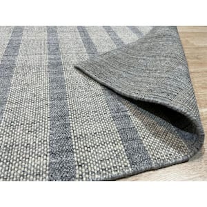 White/ Gray 9 ft. x 12 ft. Hand-Knotted Wool Modern Area Rug